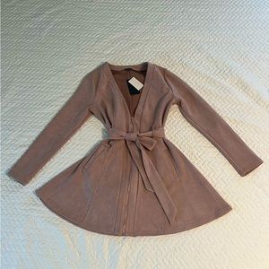 Tan fit and flare dress, size large, NWT